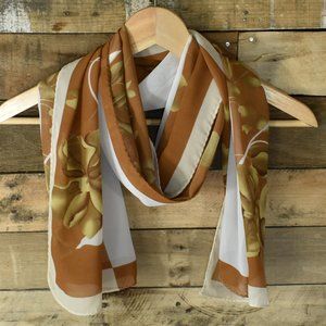 Brown and Cream Floral Sheer Scarf